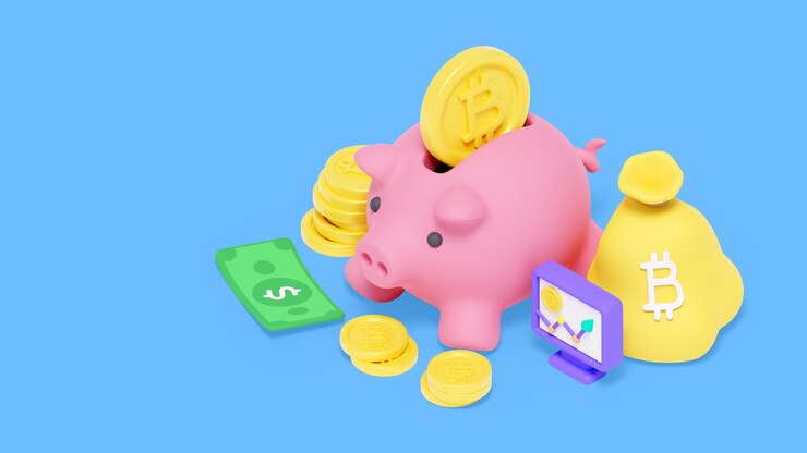 PSD 비트코인의 3d 렌더링