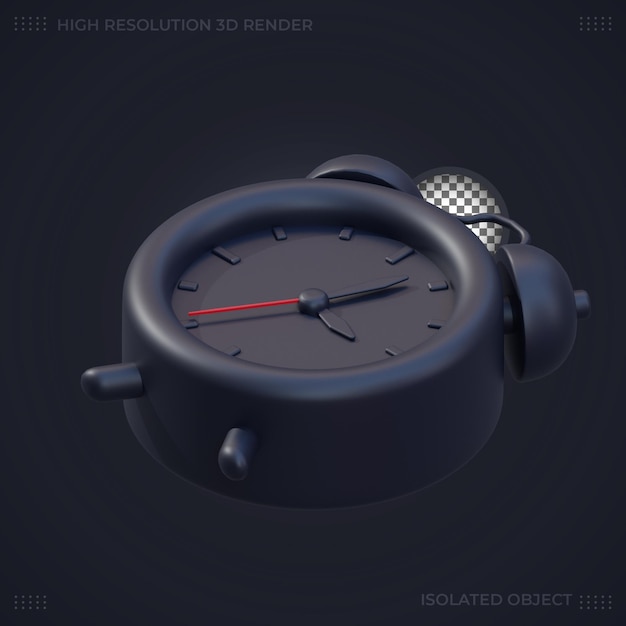 PSD 3d rendering black alarm clock illustration