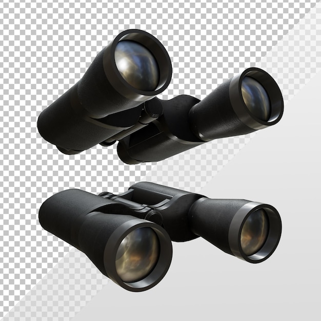 3d rendering binocolo nero strumento avventura vista prospettica