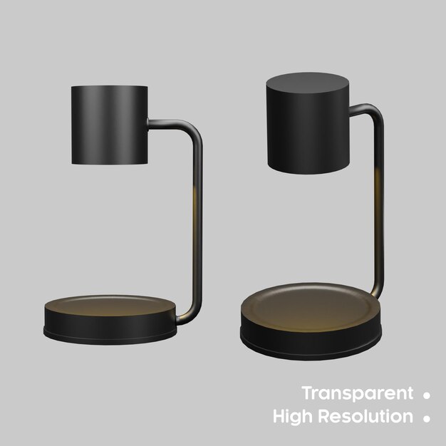 PSD 3d rendering black candle lamp