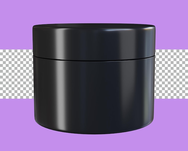3d rendering black cosmetic cream jar lid tranparent