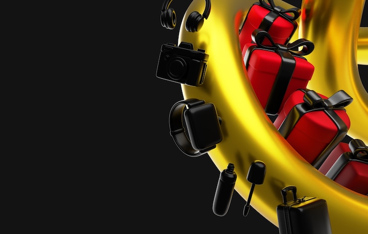 PSD 3d rendering of black friday sale background
