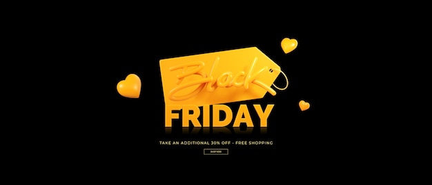 PSD 3d rendering of black friday sale