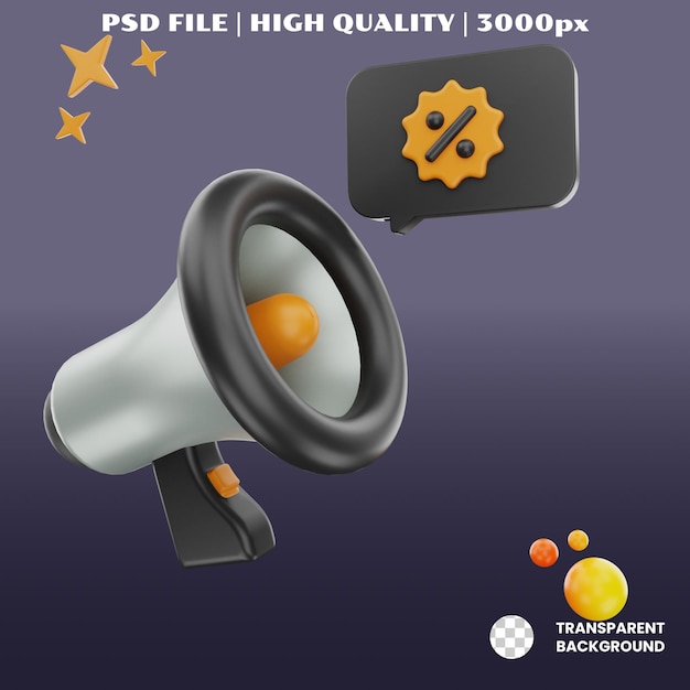 PSD 3d rendering black friday toa percent icon object