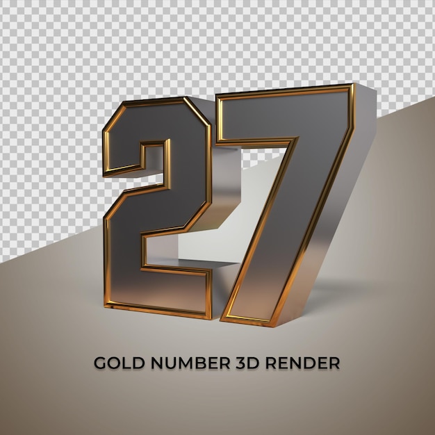 3d rendering black gold silver number 27