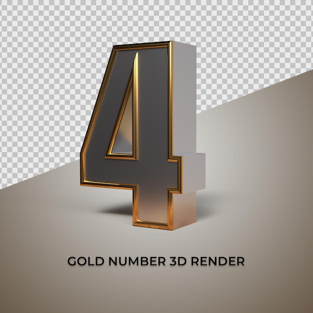 Rendering 3d nero oro argento numero 4