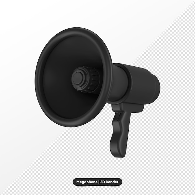 PSD 3d rendering of black megaphone