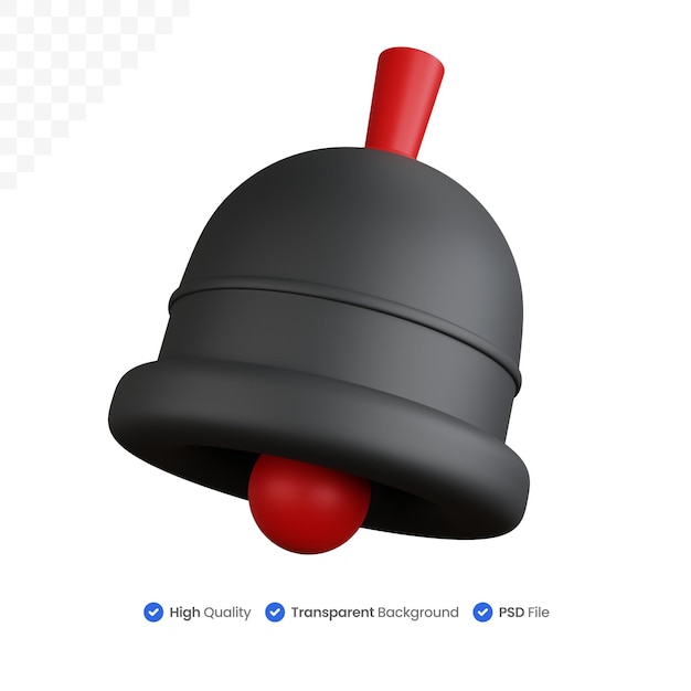 3d rendering black and red bells isolated