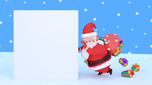 PSD 3d rendering of blank christmas banner