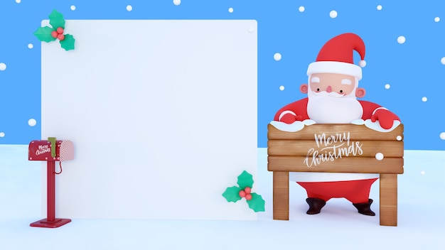 PSD 3d rendering of blank christmas banner