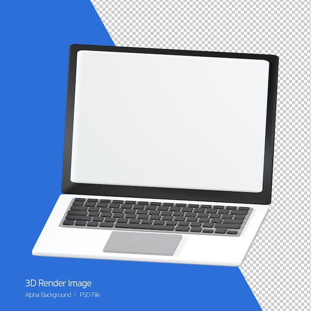 3d Rendering of blank laptop,notebook computer icon isolated on white.