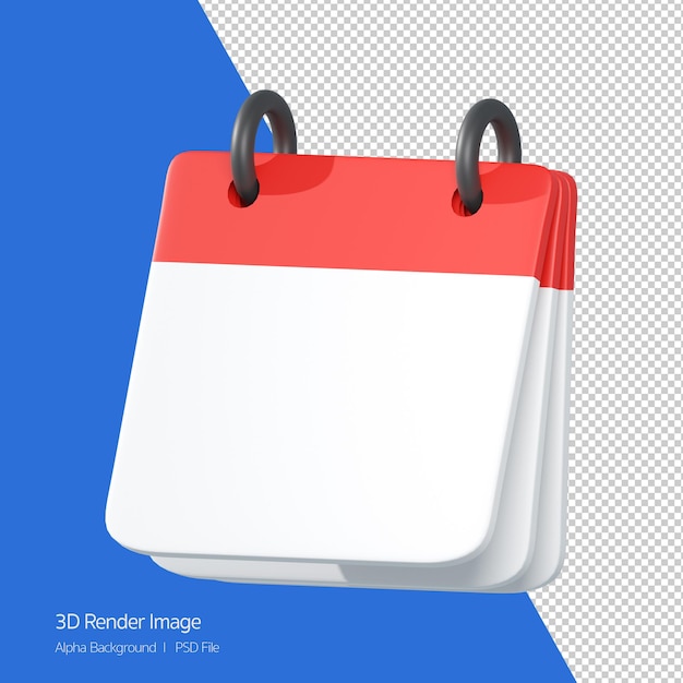 PSD 3d rendering of blank notepad icon isolated on white.