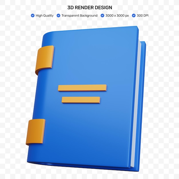 3d-rendering blauw boek geïsoleerd