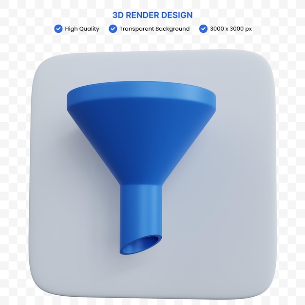 3D-rendering blauw pictogram filter geïsoleerd