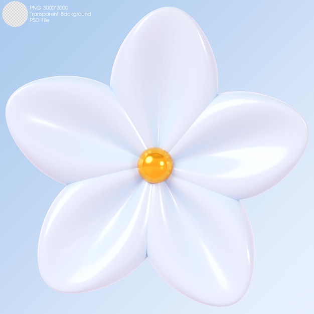 PSD 3d-rendering blauwe bloem geïsoleerd op de achtergrond