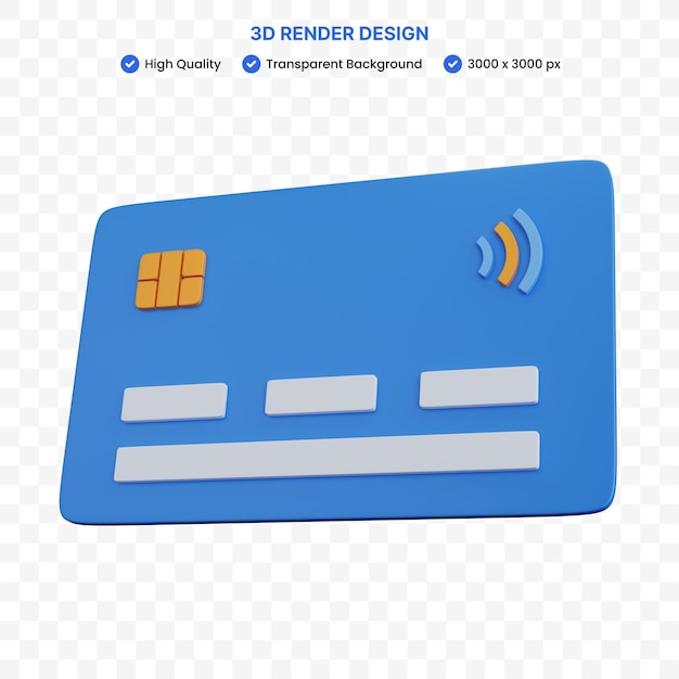 PSD 3d-rendering blauwe creditcard geïsoleerd