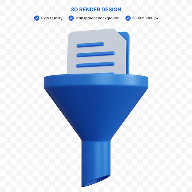 3D-rendering blauwe filter met bestanden geïsoleerd