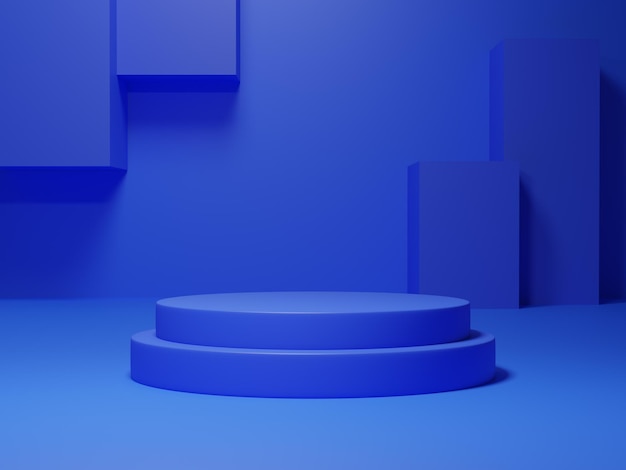 PSD 3d-rendering blauwe productcabine