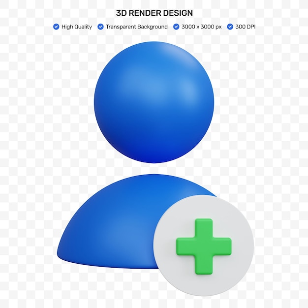 3dレンダリング青は分離されたユーザーアイコンを追加します