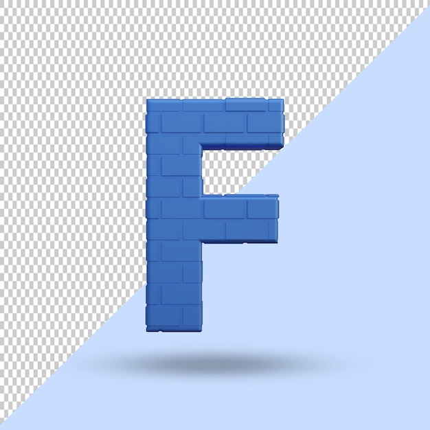 PSD 3dレンダリング青いアルファベットf文字クリエイティブプレミアムpsd