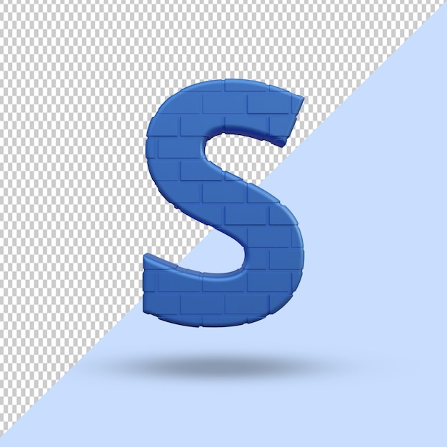 PSD 3d rendering blue alphabet s letter creative premium psd