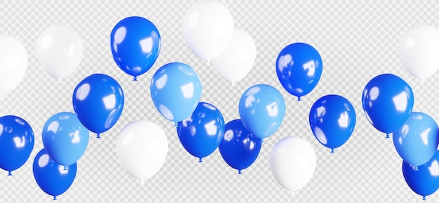 PSD 3d rendering of blue ballons isolatedwith clipping path