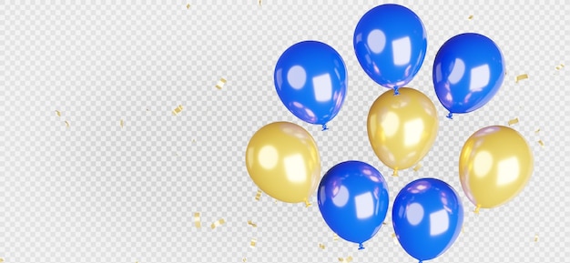 Rendering 3d di palloncini blu isolati con percorso di ritaglio