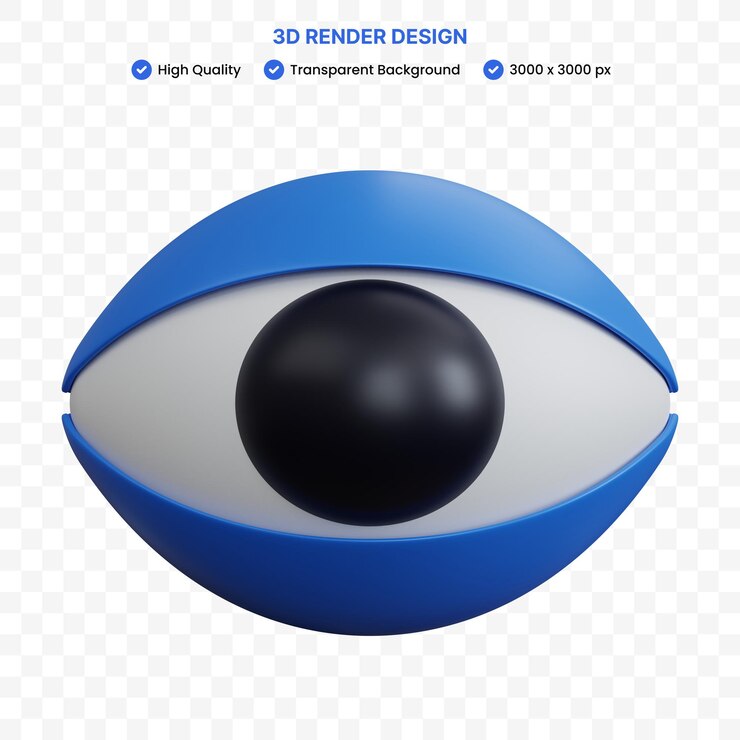 3d rendering blue eye isolated