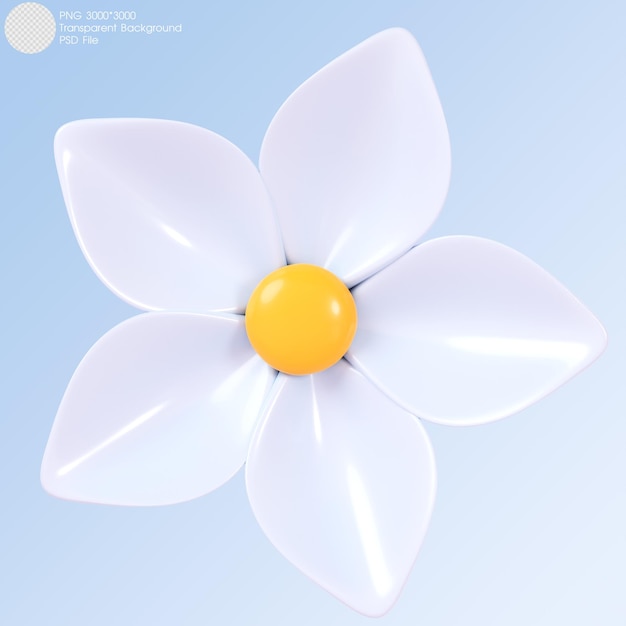 PSD 3d rendering blue flower isolated on background