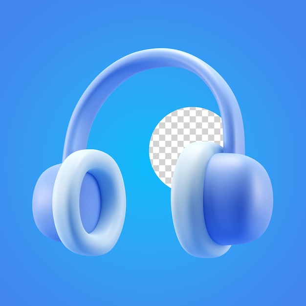 3D Rendering Blue headphones isolated on blue background