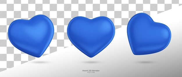 PSD 3d rendering of blue heart collection