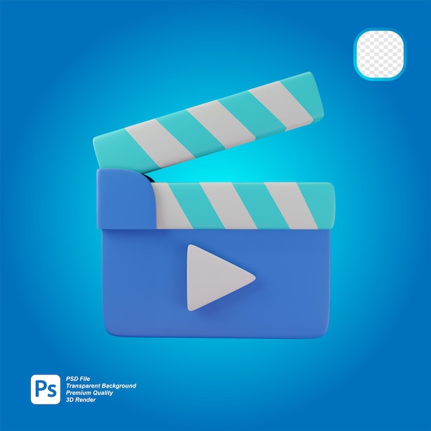 Rendering 3d dell'icona del film blu