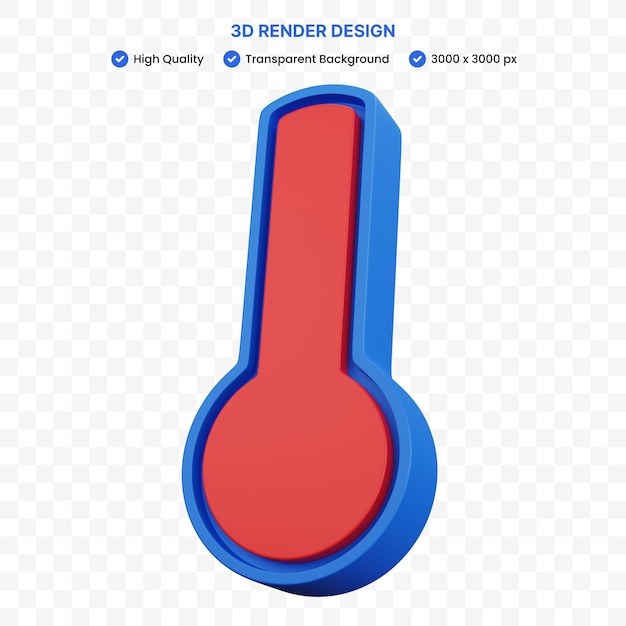 PSD 3d rendering blue and red thermometer isolated