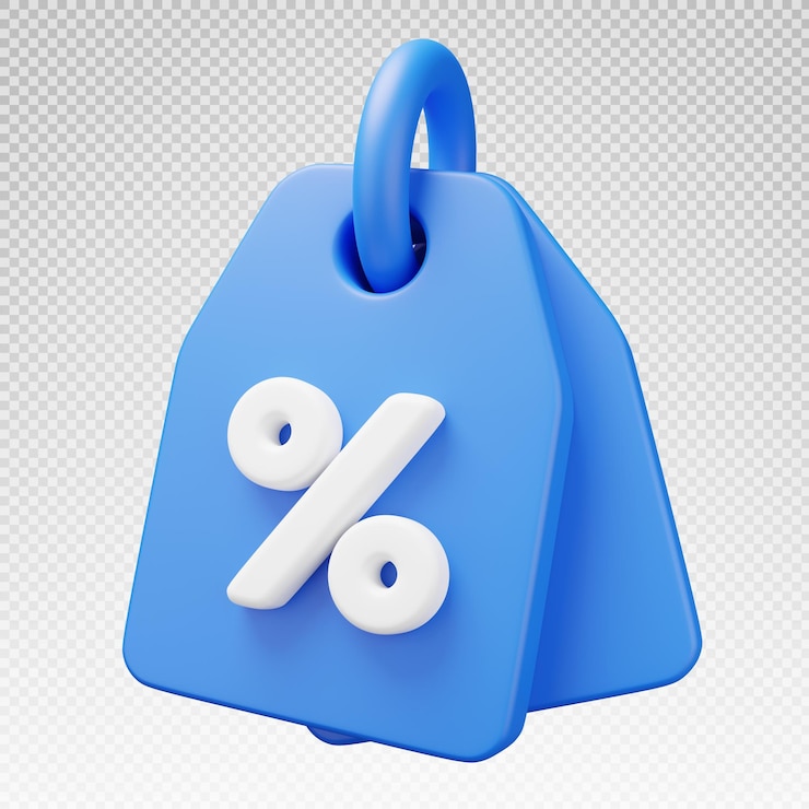 PSD 3d rendering of blue sale tag 3d label