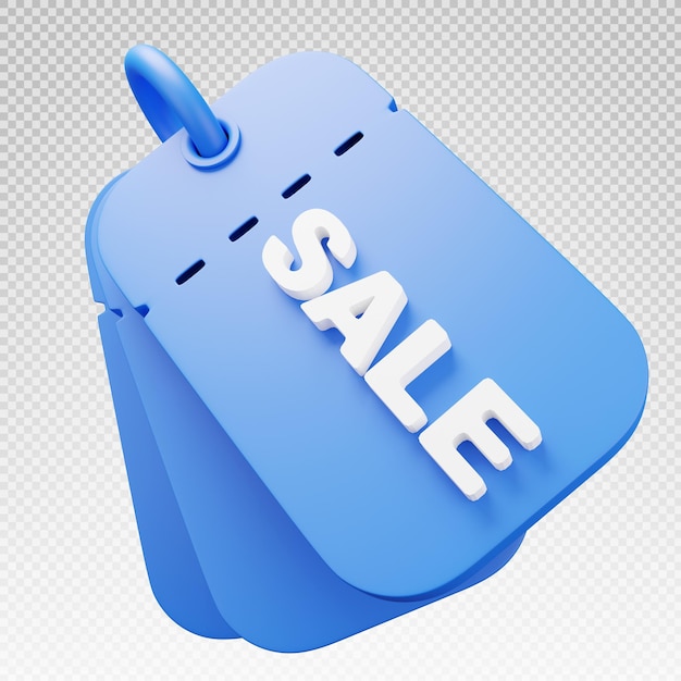 PSD 3d rendering of blue sale tag 3d label