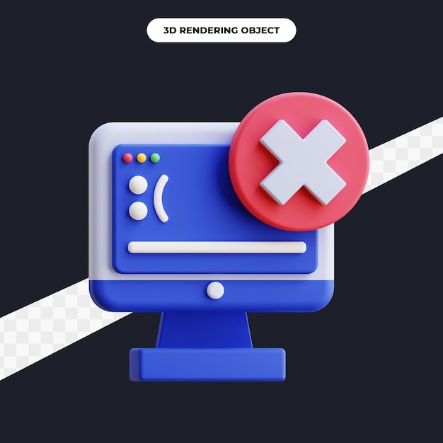 3D rendering blue screen icon illustration