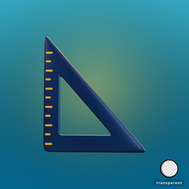 PSD 3d rendering blue triangle ruler