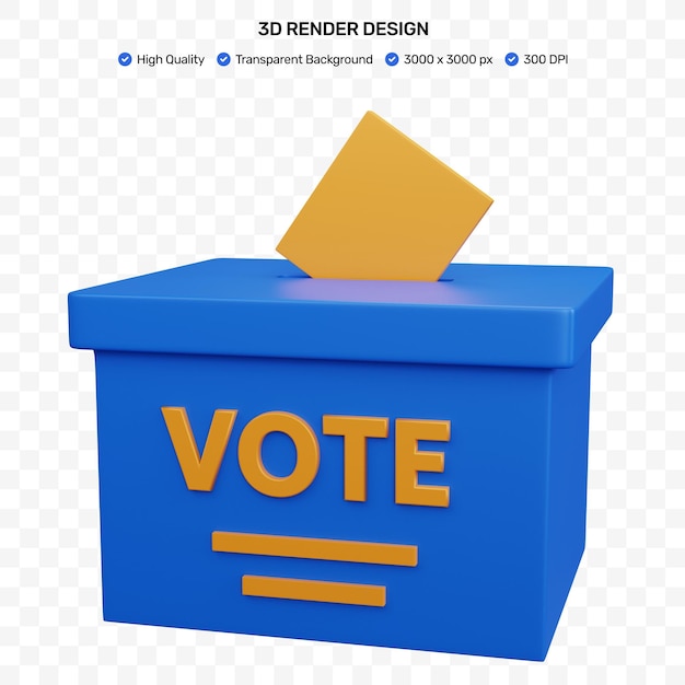 PSD 3d rendering blue vote box isolated