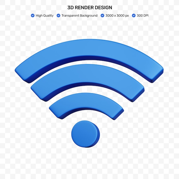 PSD 3d rendering blue wifi isolated