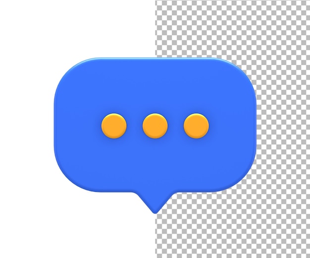 PSD rendering 3d di messaggio online blu-giallo o bolla di chat per ui ux web applicazioni mobili social media