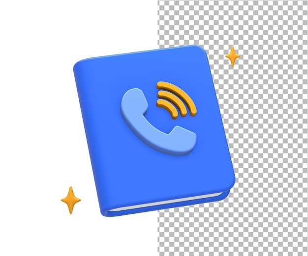3d rendering of blue yellow simple phone book contact information for ui ux web mobile apps design