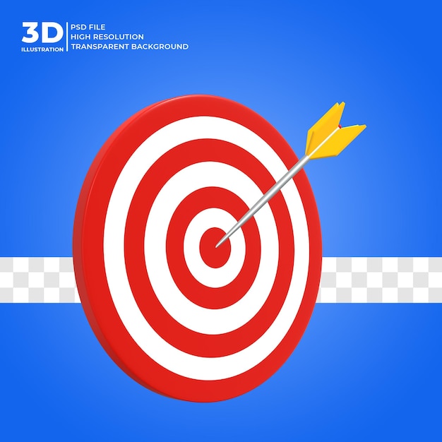 3d rendering board target icon focus on business targets achievements premium psd