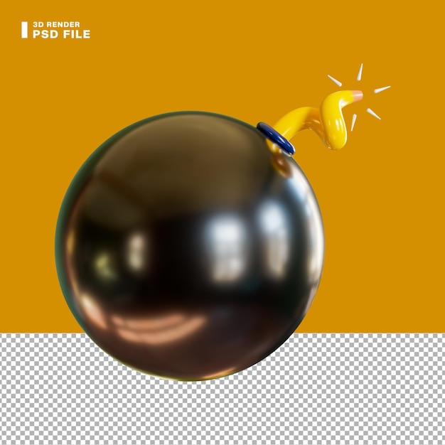 3d rendering bomb with cartoon style