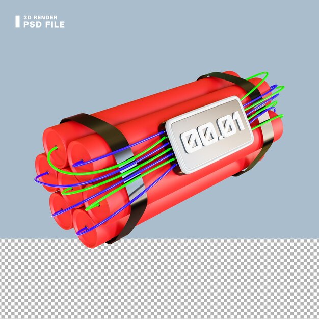 3d rendering bomb with timer illustration