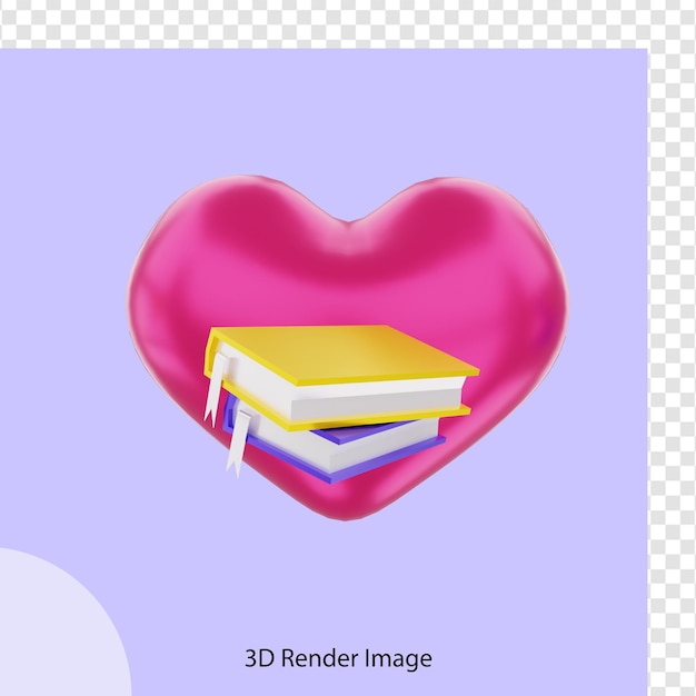 Rendering 3d di educazione del libro con amore