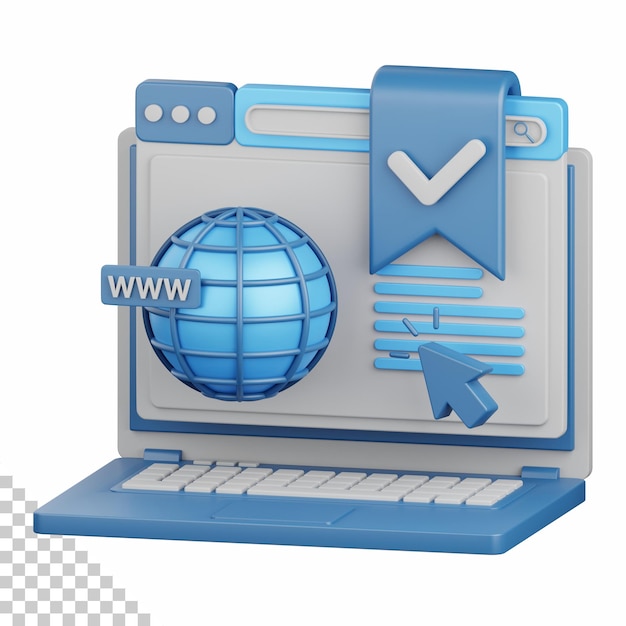 3D-рендерирование страницы закладки изолировано полезно для SEO веб-сайта, оптимизации Интернета и других
