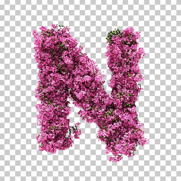 3d rendering of bougainvillea letter n