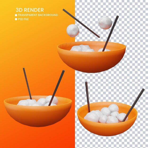 3d rendering of bowl and meatball