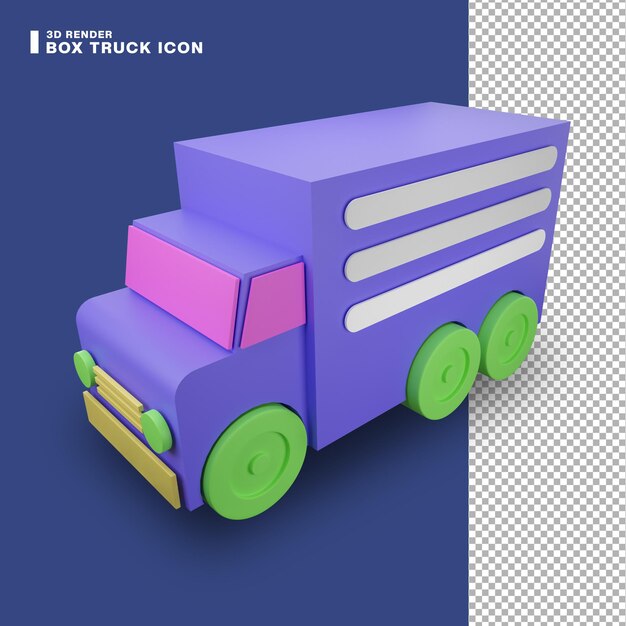 PSD 3d rendering box truck icon