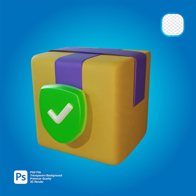 3D rendering of boxes and security icons